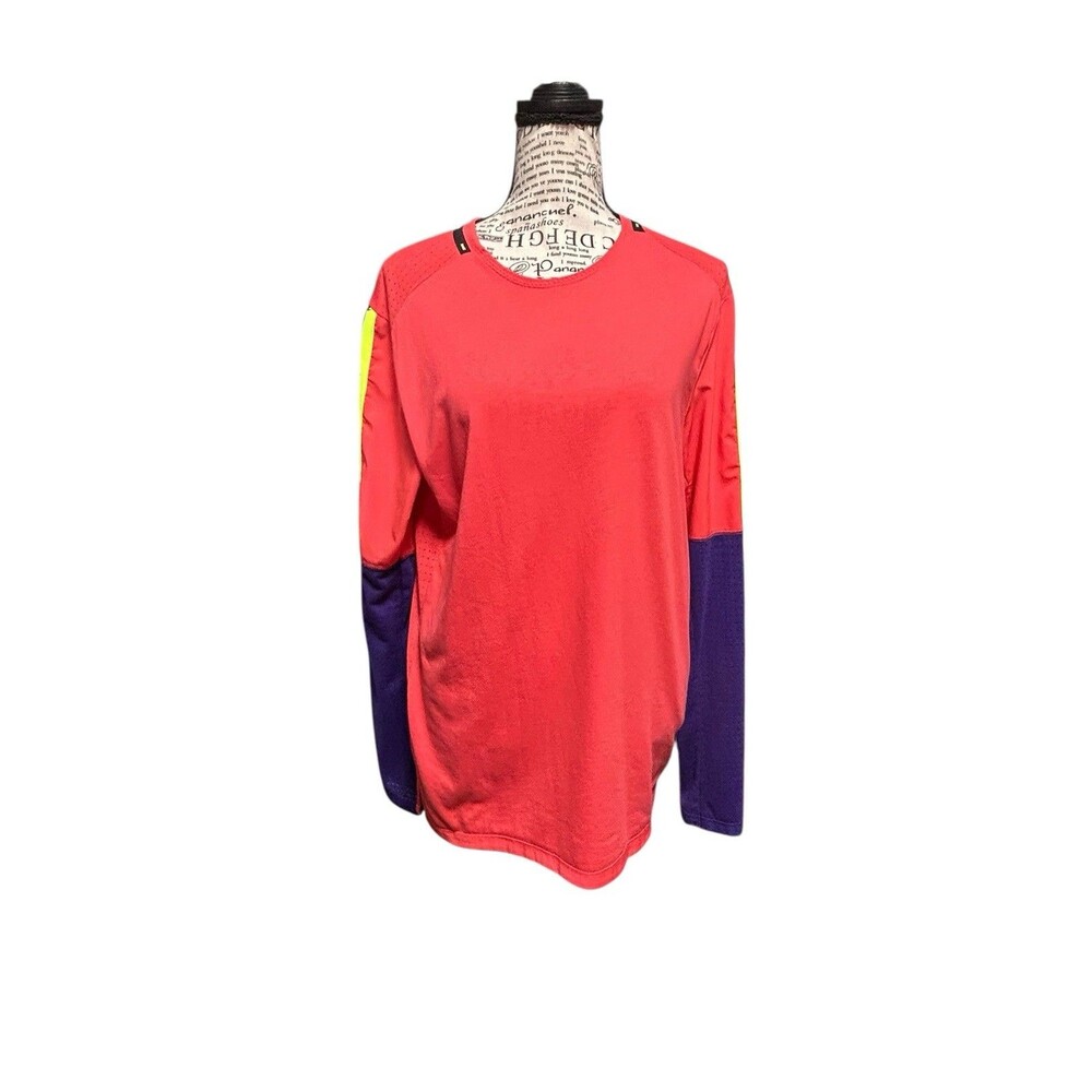Nike Pink Colorblock Shirt, Dri-Fit Long Sleeve, Athletic Mesh Woman Size Small